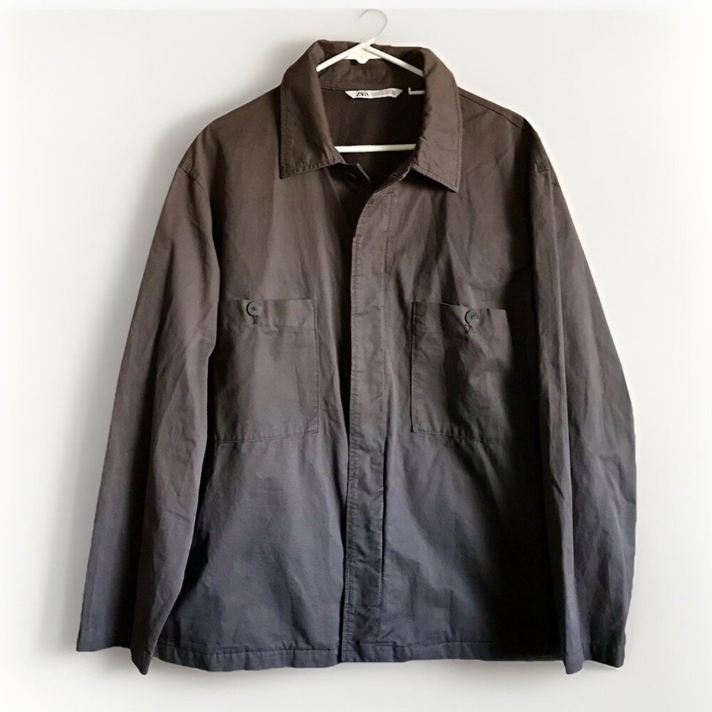 Zara Mens Jacket XL Brown‎ Pockets Heavy Over Shirt Shacket